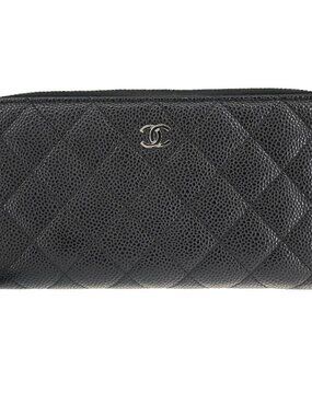 Chanel Black Calfskin Long Wallet Purse NQ07714